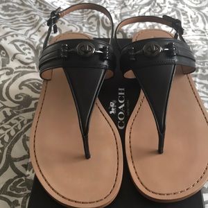 Black leather Coach sandals - never been worn